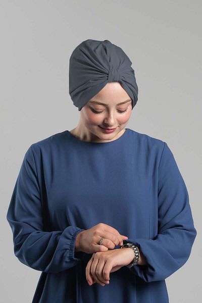 HÜRREM BONE Πρακτικό καπό Hijab Anthracite - Έτοιμο κουμπωτό, πλισέ χαλαρό 2121_25