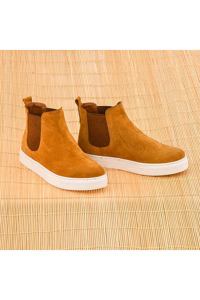 NOOSY Γυναικείες μπότες από γνήσιο δέρμα Tan Sneaker
