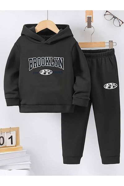 THEKONT Brooklyn Printed Unisex Hooded Cotton Tracksuit Set
