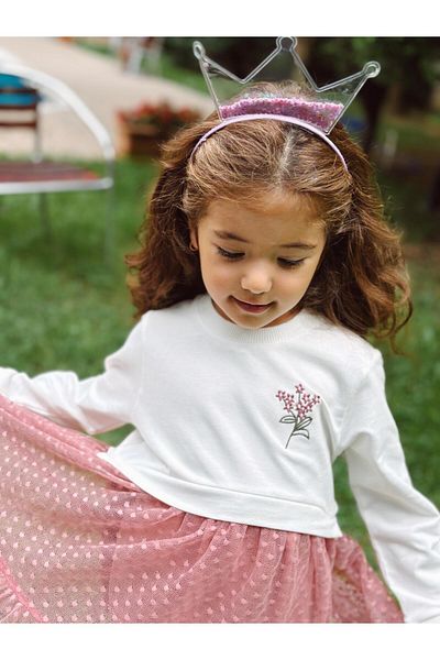 OZZY KİDS Ozzy Kids Girls Tulle Skirt Sweatshirt Dress