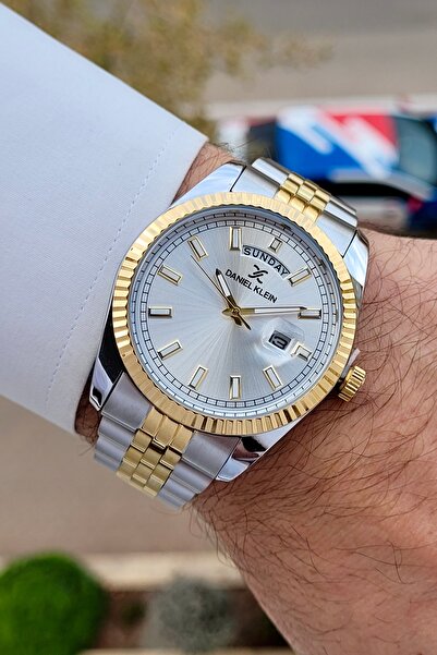 Daniel Klein Sarı Beyaz Renk 24 Ay Garantili Fonksiyonlu Klipsli Erkek Kol Saati