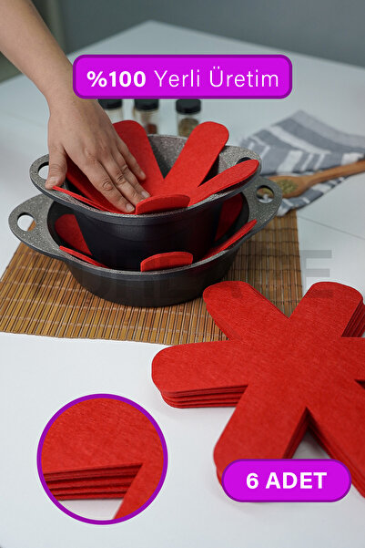 pure age Kalın Tava Tencere Ve Borcam Koruyucu Çizdirmez Keçe 6'lı Set