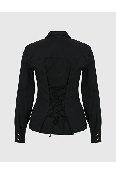 İLVİ Ruffle Women's Black Shirt