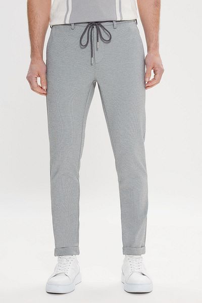 ALTINYILDIZ CLASSICS Men's Gray Slim Fit Jogger Pants - Side Pocket and Waist Tie