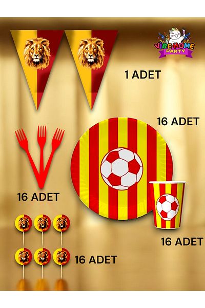 VibeHome Yellow Red Fan Eco Set for 16 - Birthday Party and Fun Events