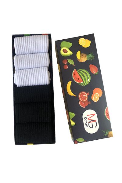 MG ÇORAP Plain White Socket Elastic Cotton 6-Piece Sports Socks Set