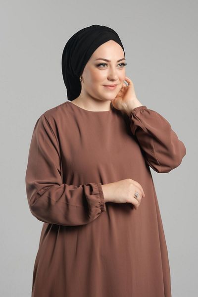 HÜRREM BONE Practical Ready-Made Black Hijab Bonnet - Sandy Gathered Loose 2119_01