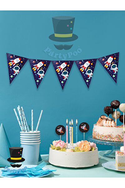 PartyPoo Γενέθλια με θέμα το διάστημα - Μοτίβο σημαιών