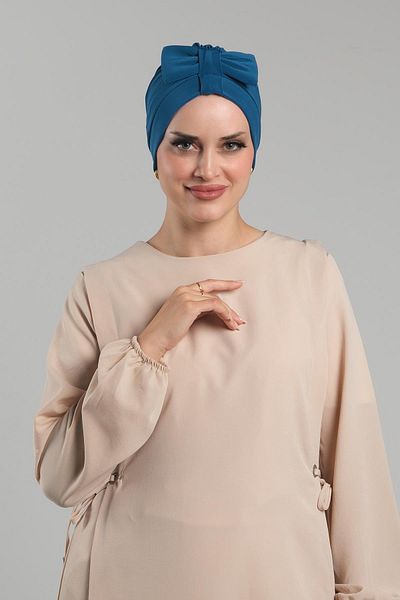 HÜRREM BONE Petrol Blue Practical Ready Plug-In Bow Bone Sandy Double-Sided Cross 3007B_17