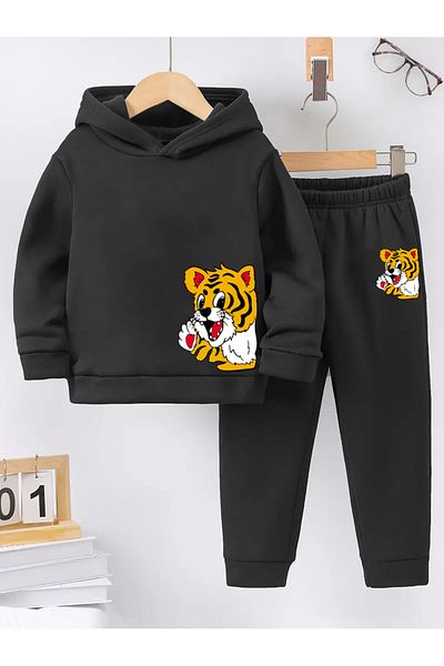 THEKONT Lion Printed Cotton Bottom Tops Children's Tracksuit