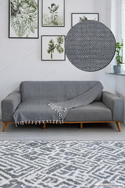 XAMANTHA Κάλυμμα καναπέ με τετράγωνο σχέδιο 170x210, Βαμβακερό κάλυμμα καναπέ...