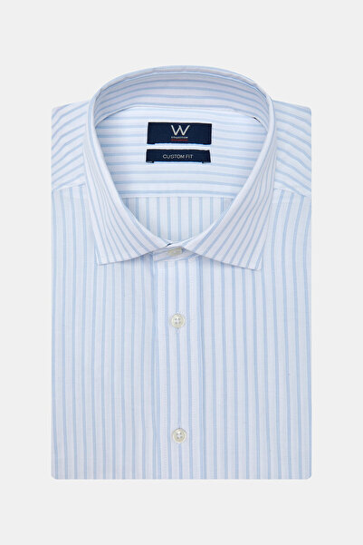 W Collection WHITE LONG SLEEVE STRIPED PATTERNED SHIRT