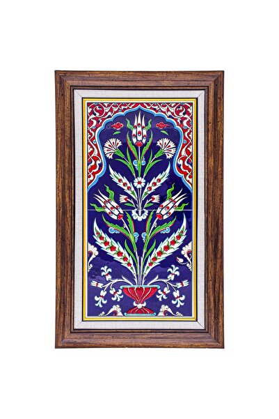 Armada Çini Beyaz Ed 160 Karanfil Kıvrık Eldekoru Çini Pano 20x40 Cm