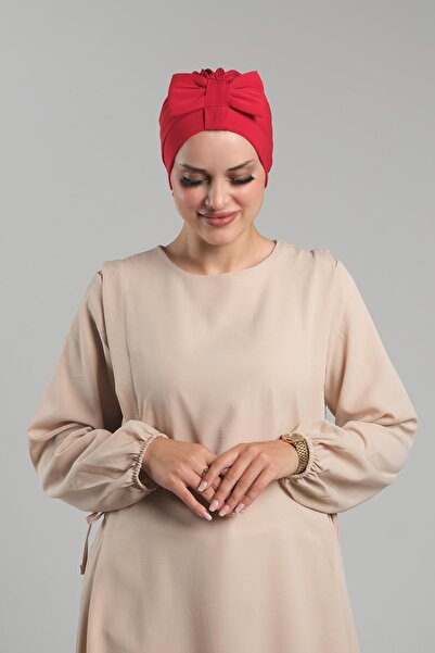 HÜRREM BONE Red Double Sided Bow Detailed Sandy Snap-On 3007B_31