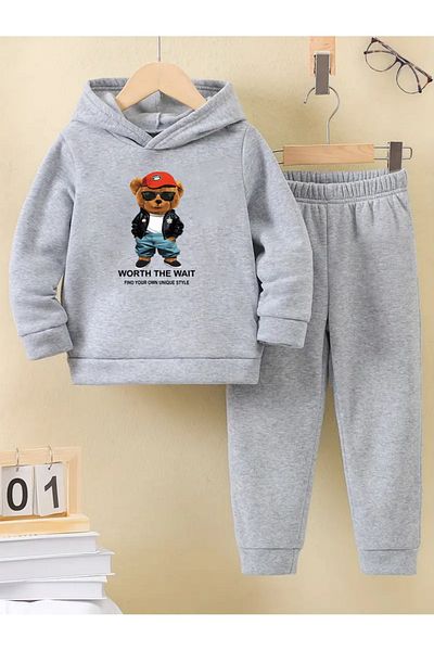 THEKONT Red Hat Printed Cotton Bottom Tops Children's Tracksuit