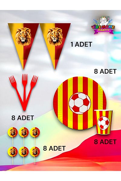 VibeHome 8-Person Yellow Red Fan Eco Set - Birthday Party and Fun Events