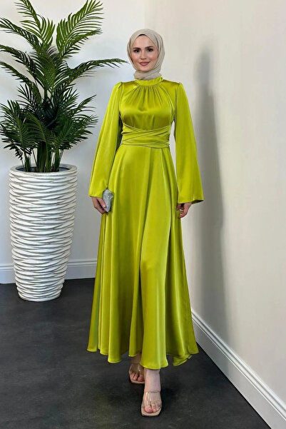 eren büyük beden Diba Çapraz Kemer İpek Saten Abiye