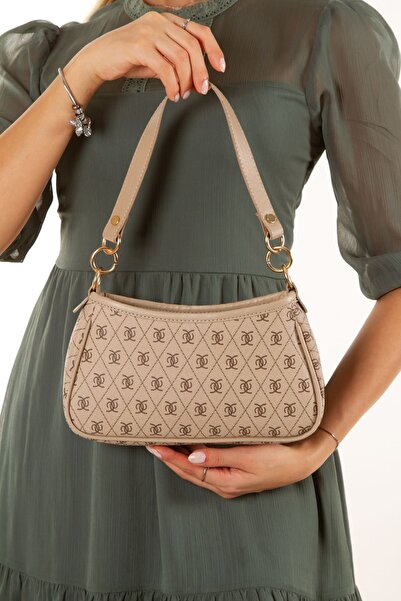 Newish Women's Mink Vegan Leather Patterned Sleeve Cross Shoulder Bag