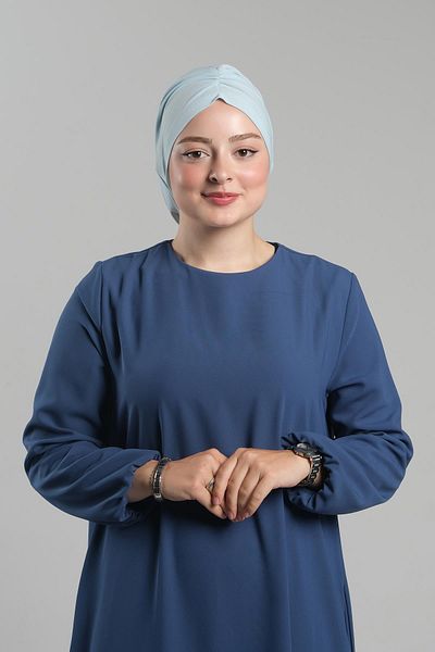 HÜRREM BONE Baby Blue Practical Hijab Bonnet - Ready Snap-on και κορδόνι Loose 2119_11