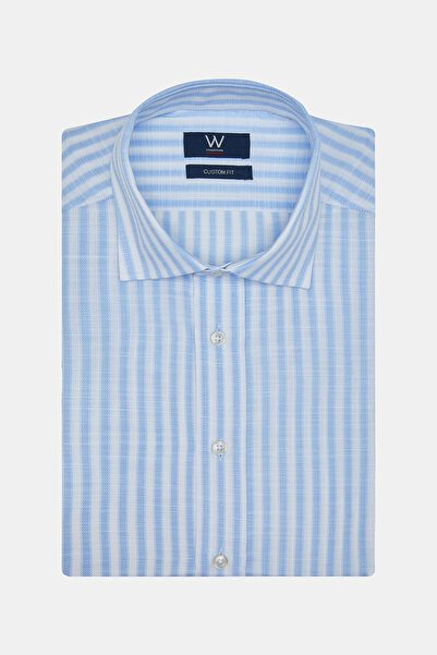 W Collection WHITE LONG SLEEVE STRIPED PATTERNED SHIRT
