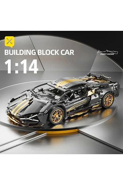 BUILDING BLOCK مجموعة مكعبات بناء السيارة الرياضية 1300+ قطعة 1:14 - مجموعة نماذج تجميع ثلاثية الأبعاد للمراهقين والبالغين