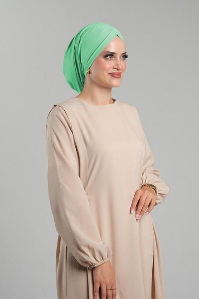 HÜRREM BONE Mint Green Loose - Practical Ready, Snap-On Hijab Bonnet, Sandy Drawstring 2119_13