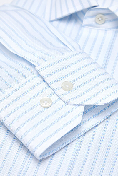 W Collection WHITE LONG SLEEVE STRIPED PATTERNED SHIRT