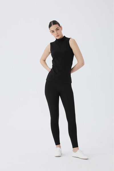 Almila Body de damă - Gât țesut, mânecă zero, bumbac și Lycra Model 2045