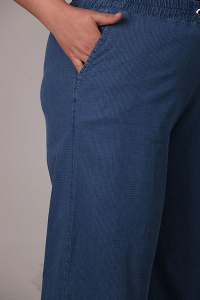 Eslina 29000-1 Large Size Piti Checkered Wide Leg Jeans - Blue