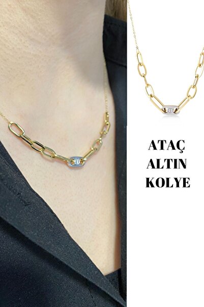 Hepimitu Ataç Zincir Altın Kolye 14 Ayar