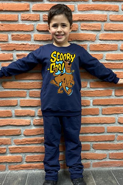 endudu Scooby-Doo Printed Stripe Flim Character Children's 2-Piece Set Kindergarten-Nursery Set 100% Cotton Set