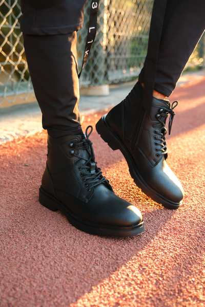 Riccon Urugnil Men's Zippered Boots0012562 Black