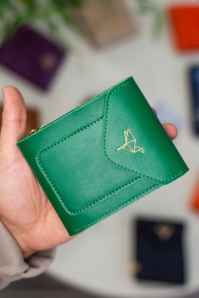 Garbalia Peru Vegan Leather Zippered Green Women's Wallet with Coin Compartment and Plenty of Card Holders