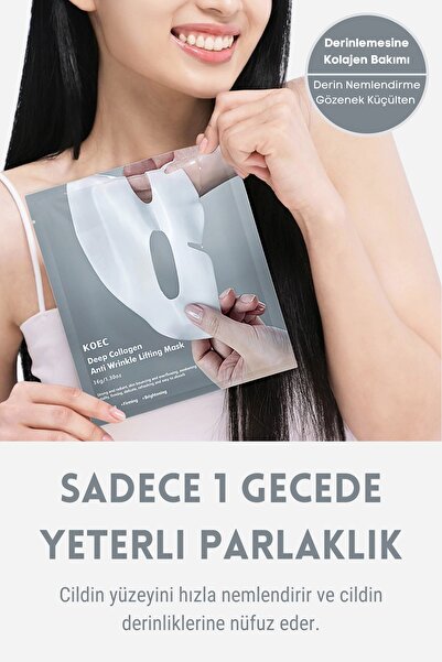 KOEC Bio Kolajen Şeffaf Kore Maskesi - Akne Karşıtı, Yatıştırıcı, Parlaklık v...