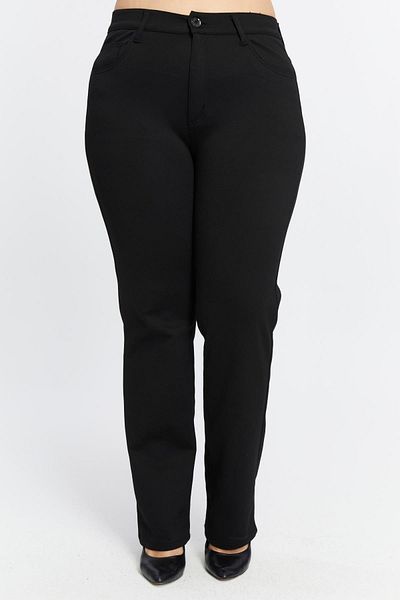 RMG Plus Size Pipe Leg Steel Knitted Trousers Black