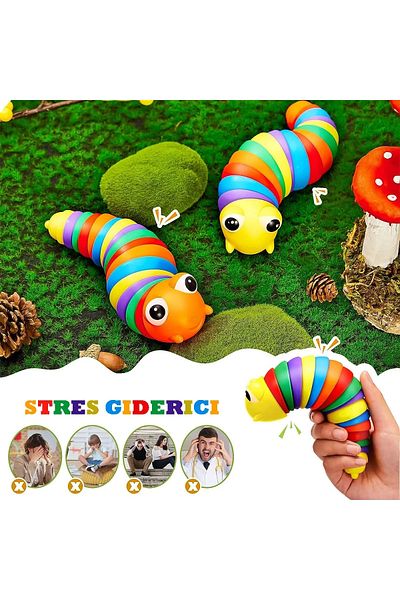 Doğan Oyuncak Dünyası Colorful Caterpillar Toy - Caterpillar Fun, Stress and Anxiety Relief, Montessori Caterpillar Toy