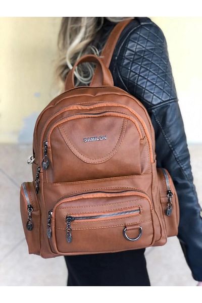 By Hakan Tk-02 Γυναικείο δερμάτινο σακίδιο πλάτης - Wash Casual, Τσάντα πολλαπλών θέσεων TABA