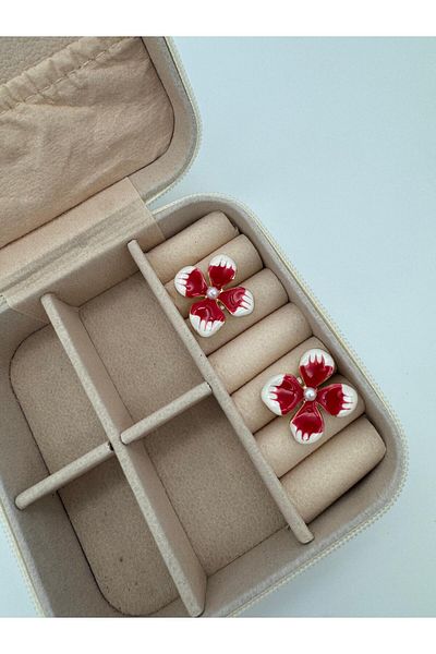CT STONES Pinterest Model Red Flower Earrings