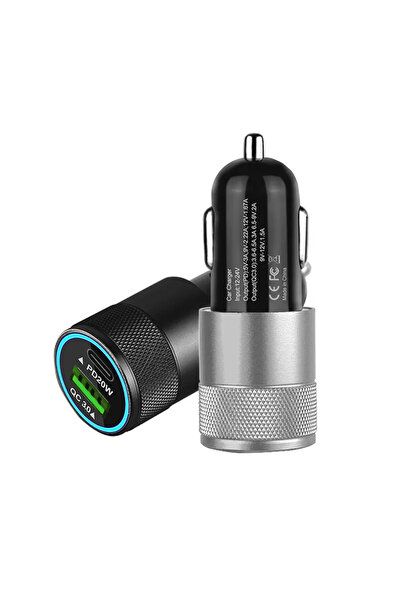 Enshall Iphone Uyumlu Toplam 40 W Type-c Ve Usb Girişli Araç Çakmaklık Hızlı Şarj Aleti (20W+20W)