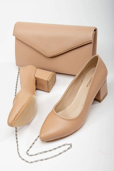 GULT Dark Skin Color Women's Classic Stiletto and Bag Set