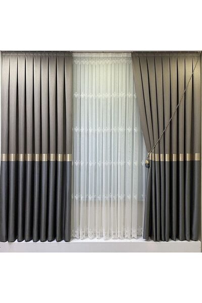 Perde Rüya Pano Fon Perde Sütlü Kahve Siyah (TEK KANAT)