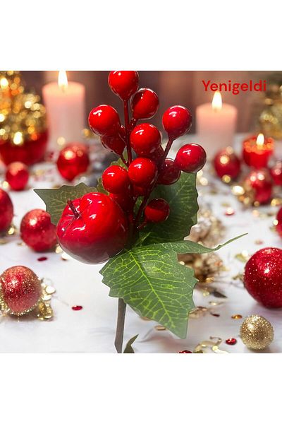 Yenigeldi 20 cm Mini Cockina and Leaf Christmas Ornament Ornament Decoration - 4 Pieces T1114