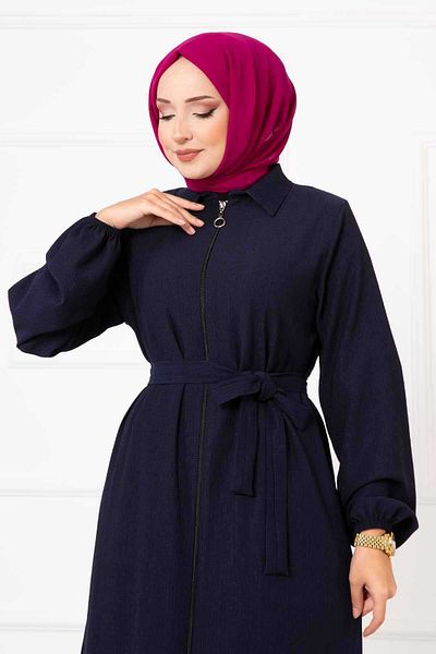 EBRUTESETTÜR Shirt Collar Sleeves Elastic Belted Ferace