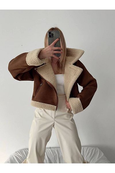 My Bella Importierter Crop-Mantel aus Wildleder
