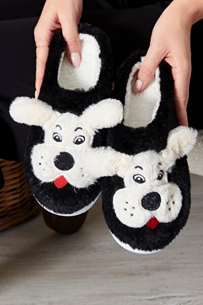 palermo home Νέα σεζόν Eva Sole Dog Figured Plush Γυναικείες παντόφλες για το...