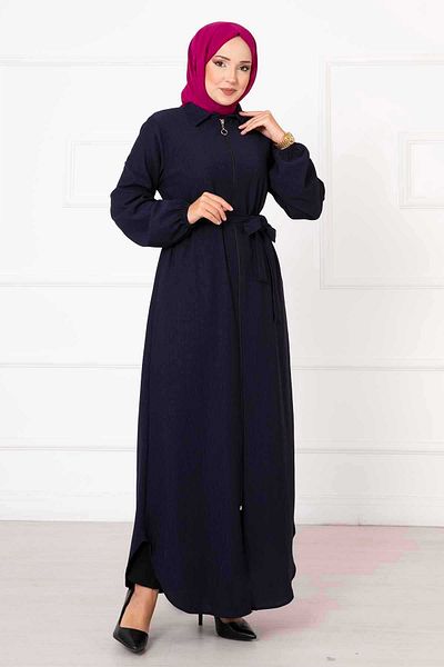 EBRUTESETTÜR Shirt Collar Sleeves Elastic Belted Ferace