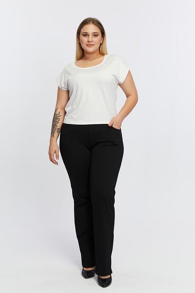 RMG Plus Size Pipe Leg Steel Knitted Trousers Black