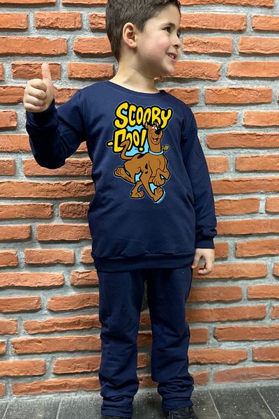 endudu Scooby-Doo Printed Stripe Flim Character Children's 2-Piece Set Kindergarten-Nursery Set 100% Cotton Set