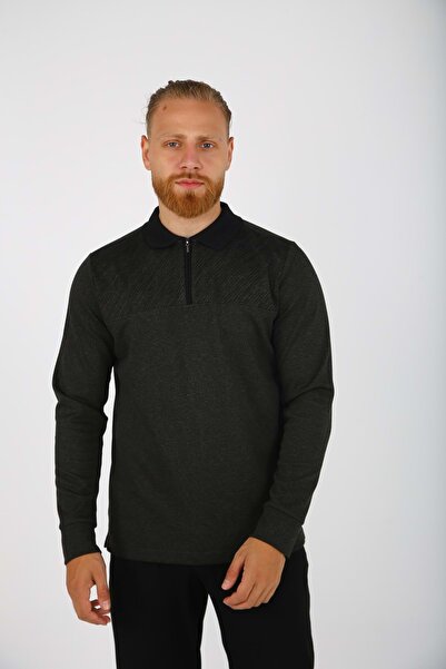 Brango ERKEK BRANGO YAKALI FERMUARLI TRİKO KAZAK Haki