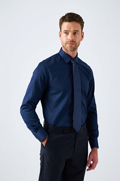 Paşahan Iron-Free Non Iron 100% Cotton Classic Lapel Satin Men's Shirt